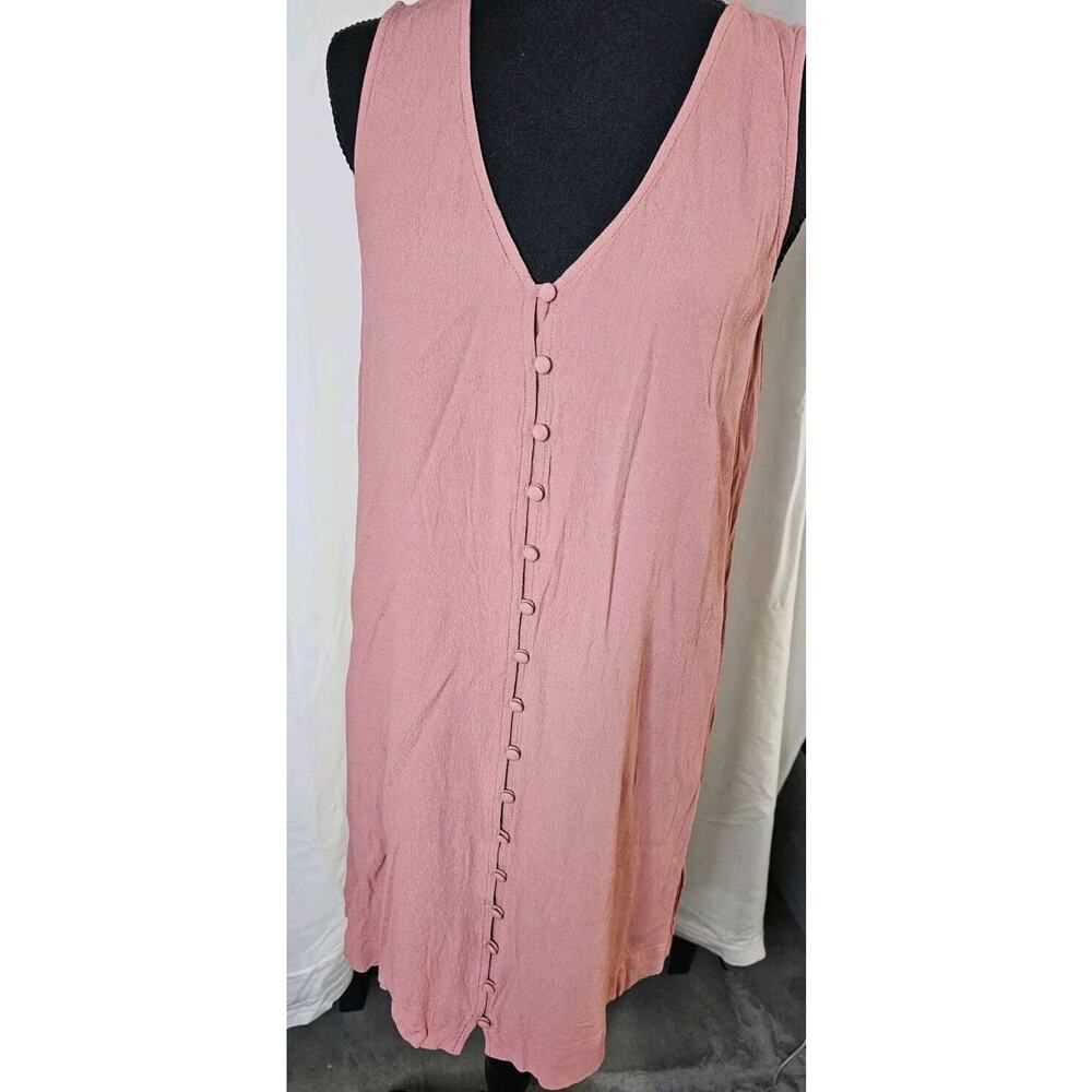 Madewell Pink Sleeveless Heather Button Front Mini Dress Size M